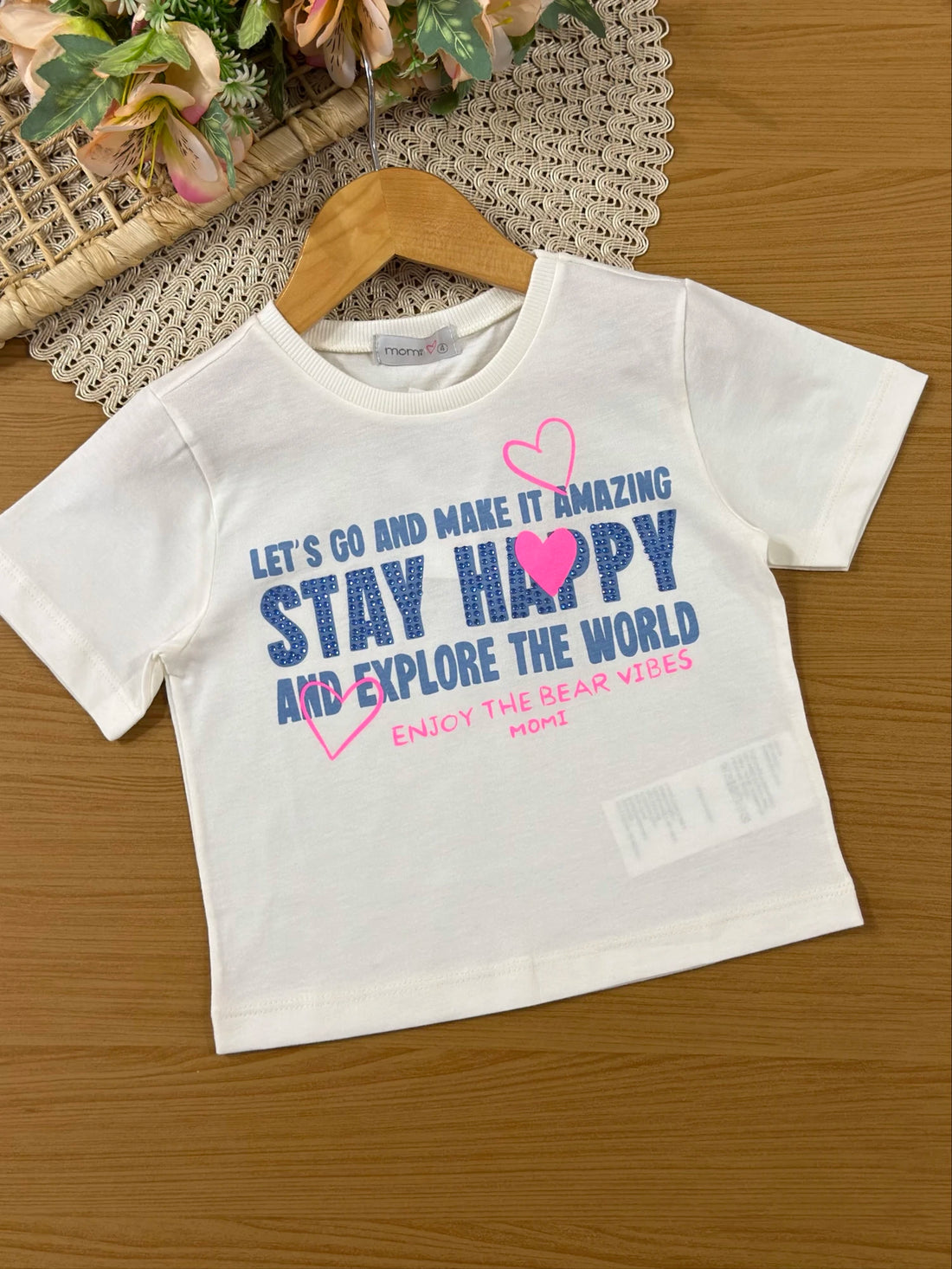 Conjunto Infantil Momi Inverno com Saia Azul e Blusa Manga Curta Stay Happy