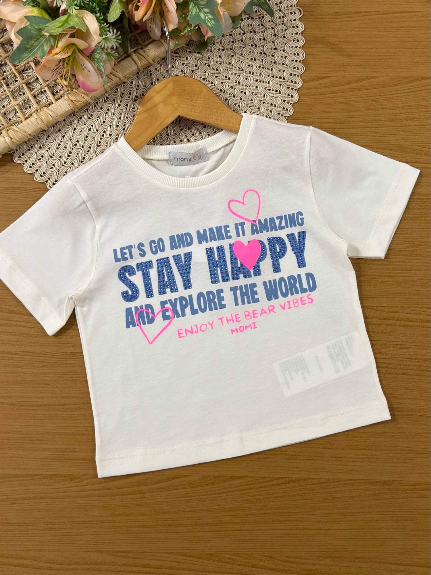 Conjunto Infantil Momi Inverno com Saia Azul e Blusa Manga Curta Stay Happy