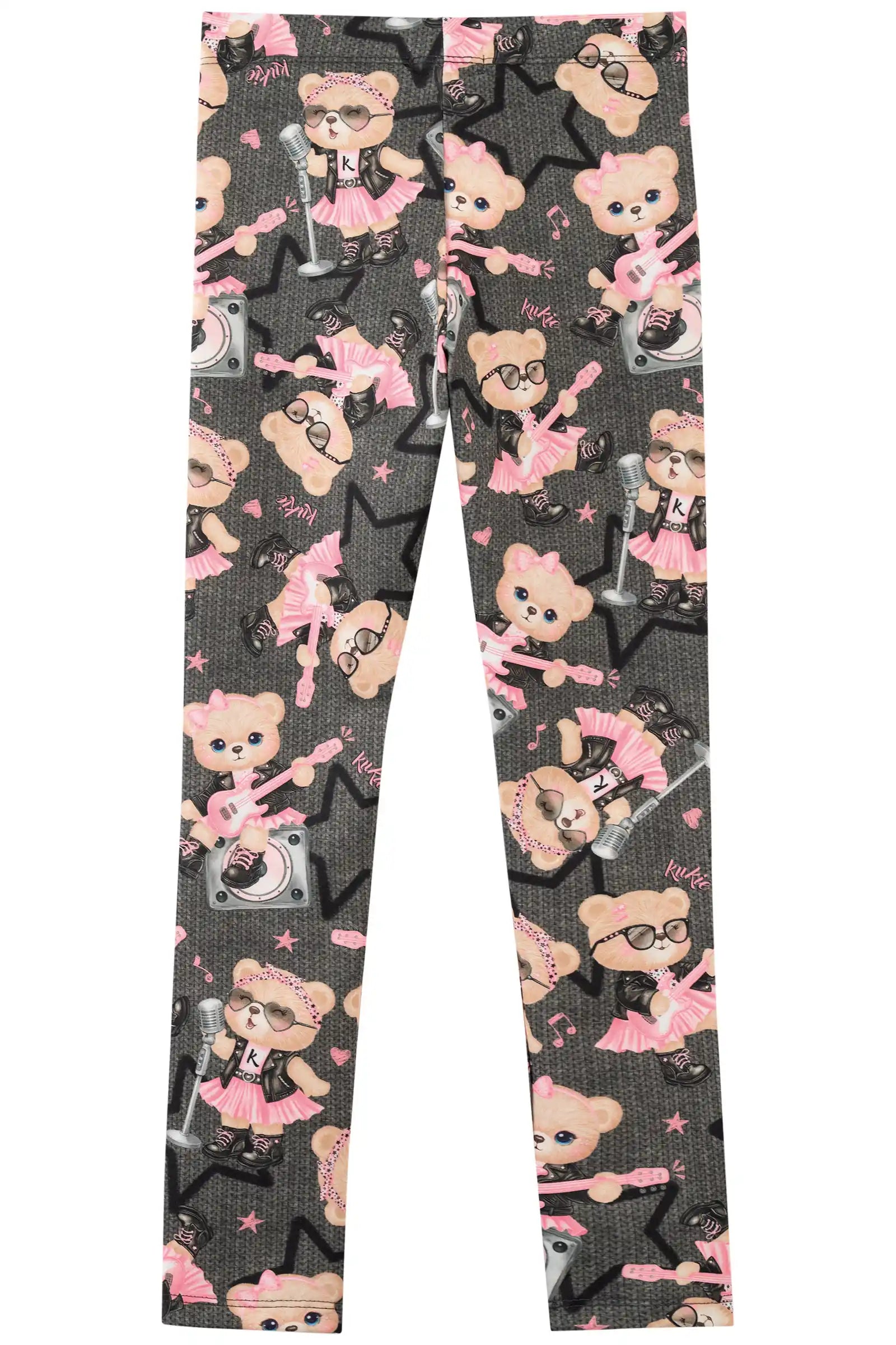 Calça Legging Infantil Inverno Térmica Cinza Ursinha Roqueira