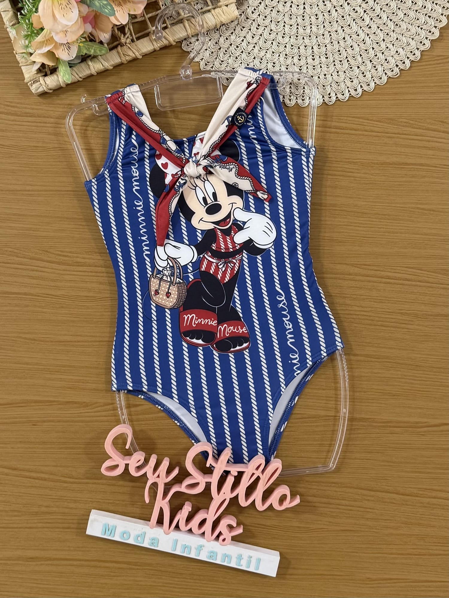 Maiô Infantil Animê Verão Azul Minnie Disney Disney
