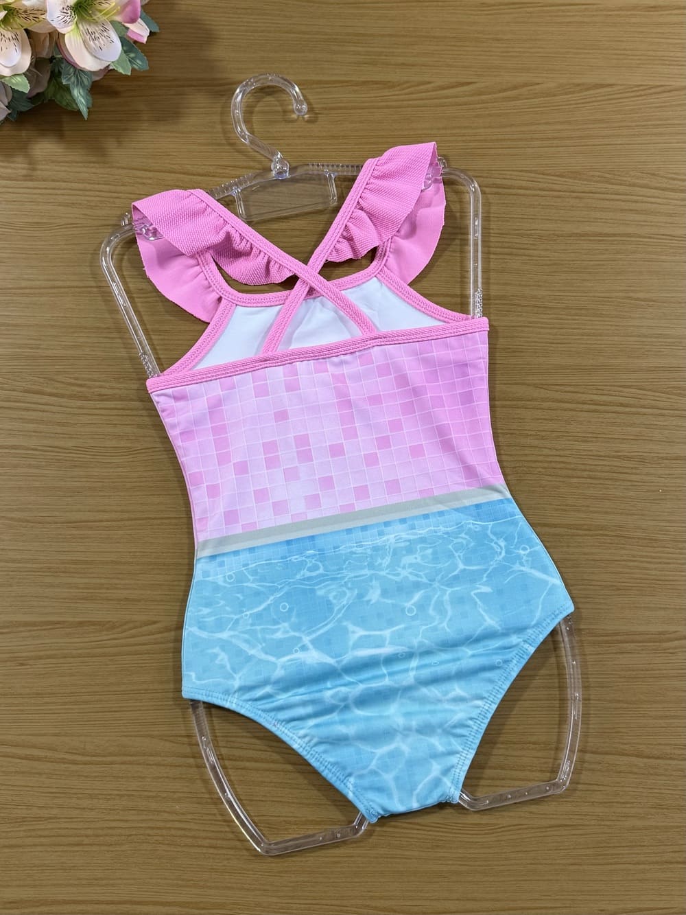 Maiô Infantil Kukie Verão Rosa Menina na Piscina