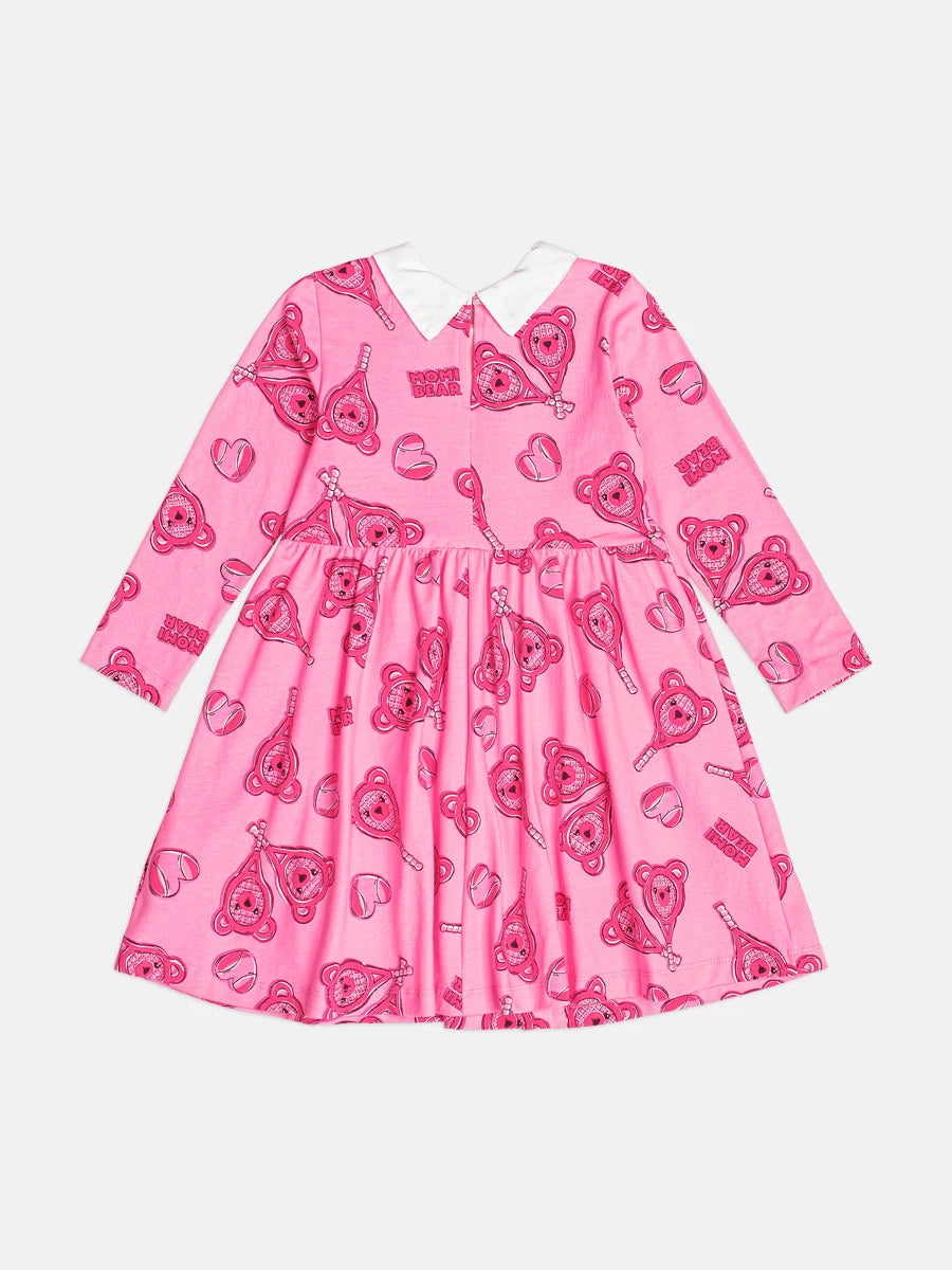 Vestido Infantil Momi Inverno Rosa Ursinhos Raquetes