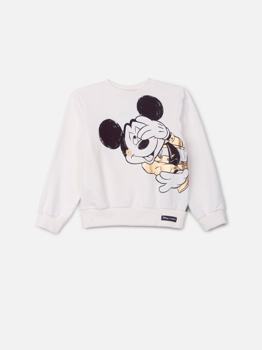 Casaco Infantil Animê Inverno Sem Flanela Branco Mickey Disney