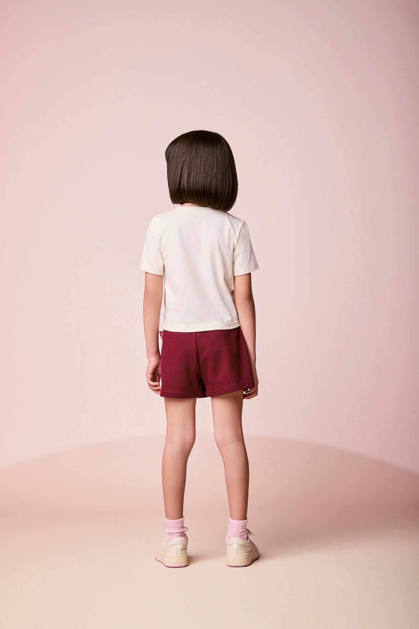 Conjunto Infantil Momi Inverno, Shorts Saia Vinho com Lacinho e Blusa Manga Curta Coraçãoes