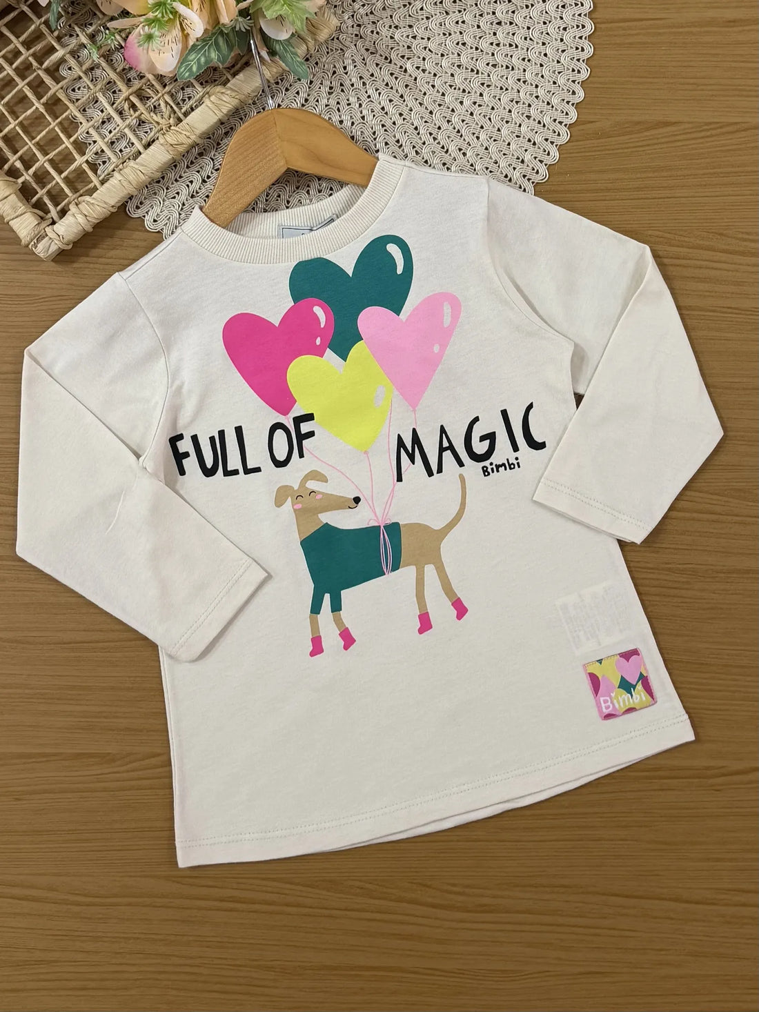Conjunto Infantil Bimbi Inverno com Calça Legging e Blusa Manga Longa Bege Cachorrinho Love