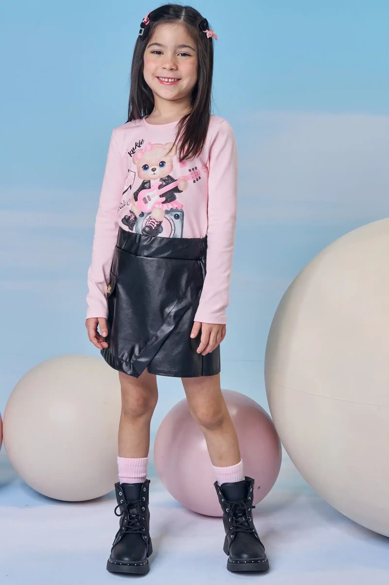 Shorts Saia Infantil Kukiê Inverno Preto
