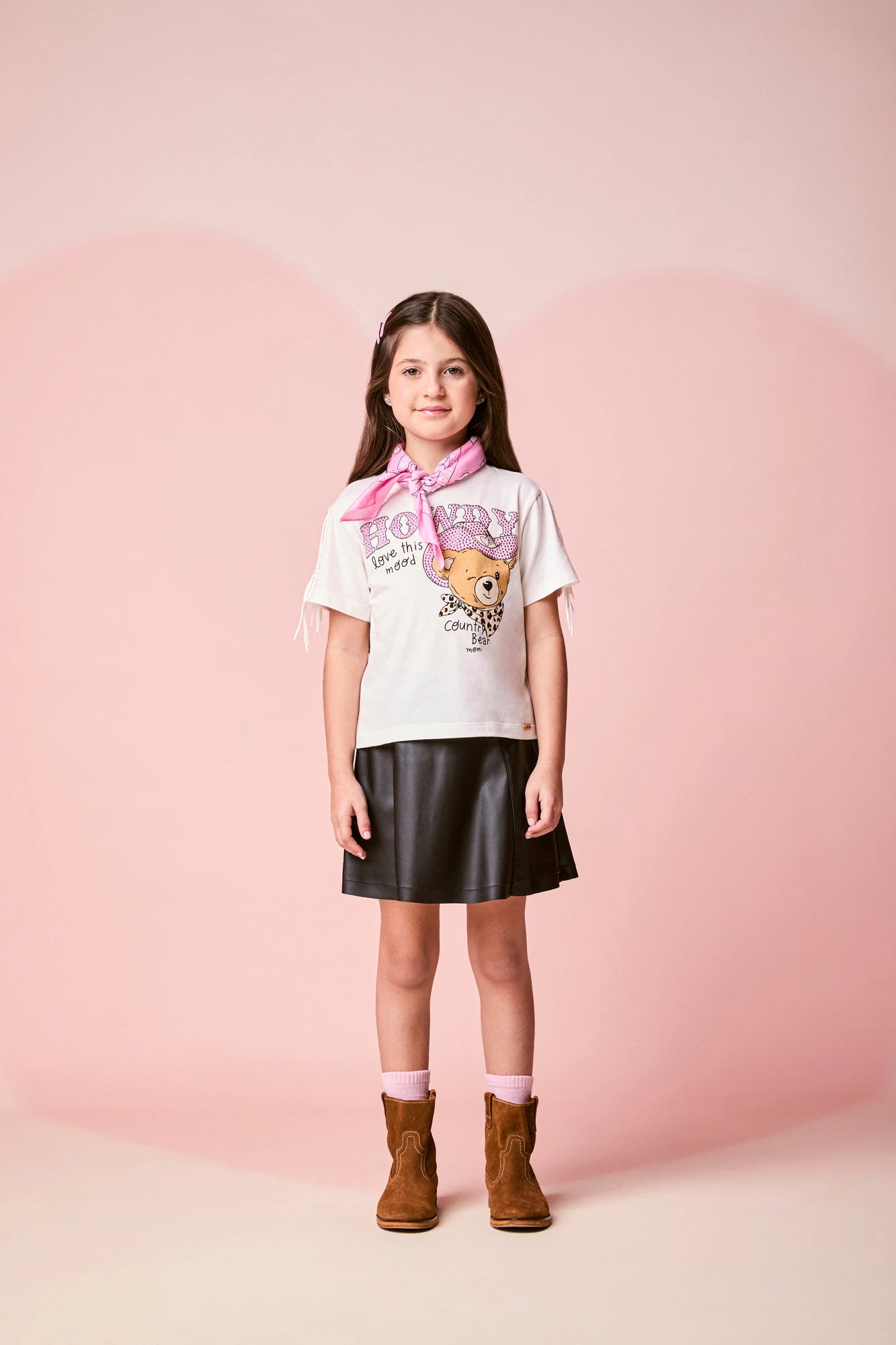 Blusa Infantil Momi Inverno Manga Curta Ursinha Howdy