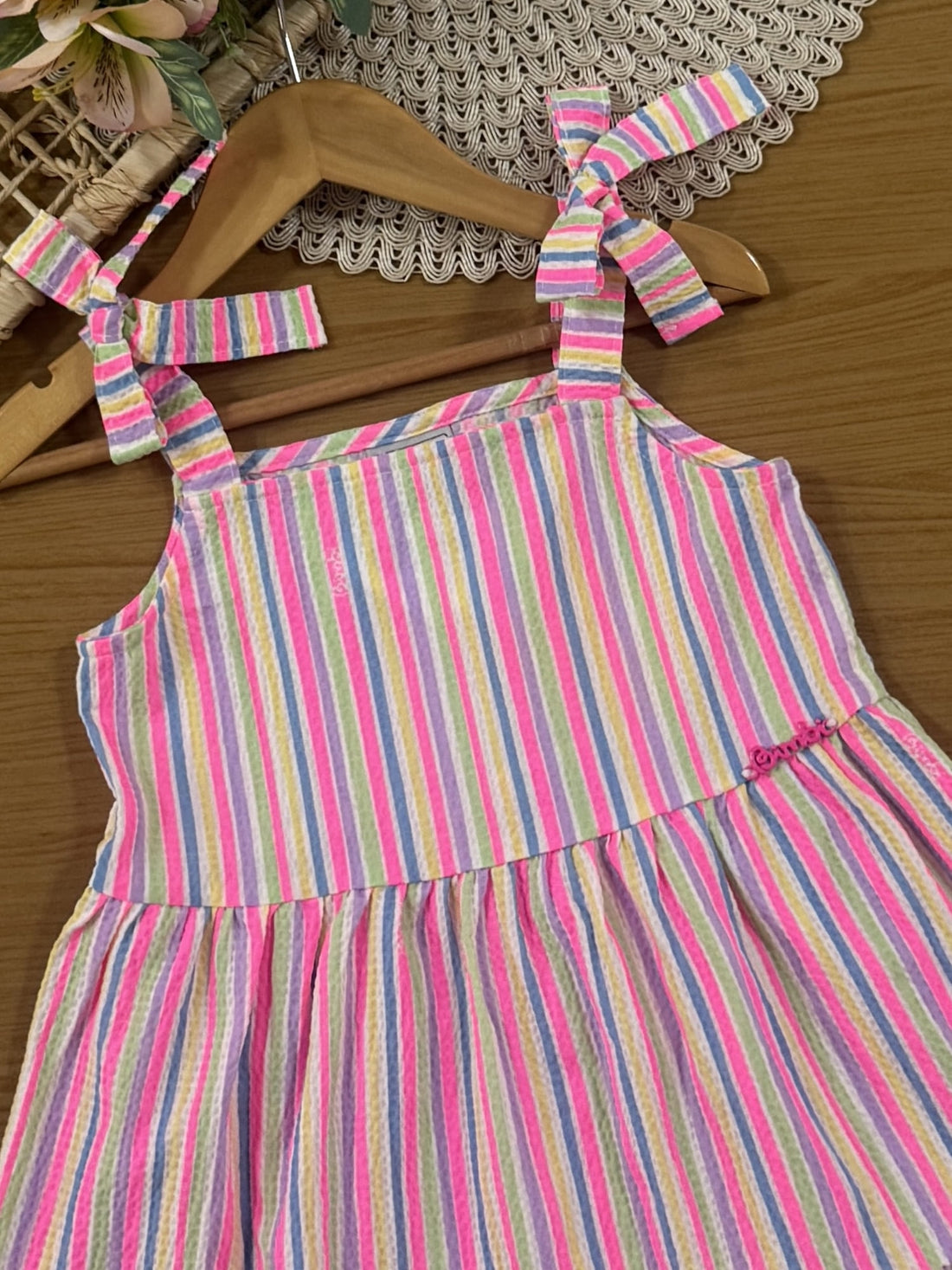 Vestido Infantil Bimbi Verão Listrado Colorido