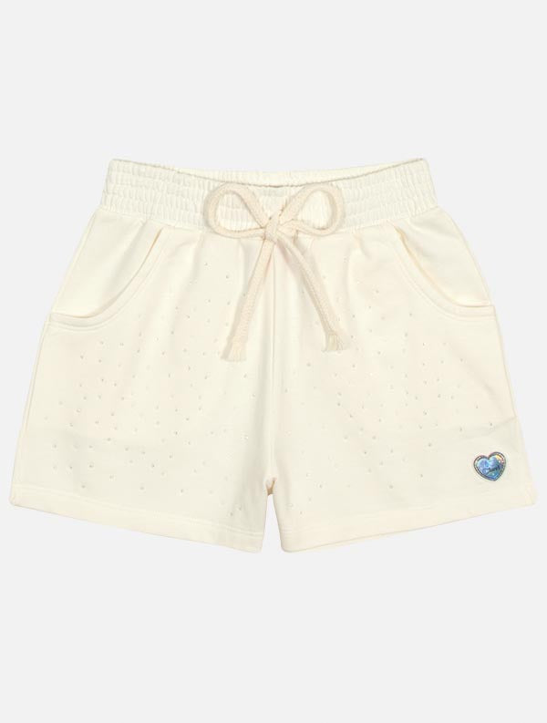 Shorts Infantil Cinti Verão Branco com Strass