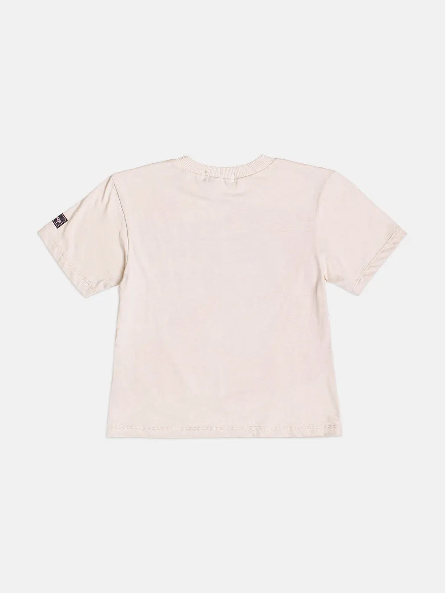 Blusa Infantil Bimbi Inveno Manga Curta Bege Lotso