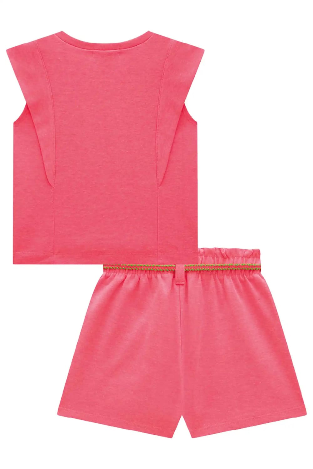 Conjunto Infantil Kukie Shorts e Blusa Rosa Neon Love