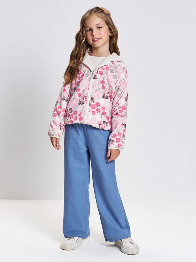 Jaqueta Infantil Cinti Inverno Dupla Face Off White Ursinhas Floral