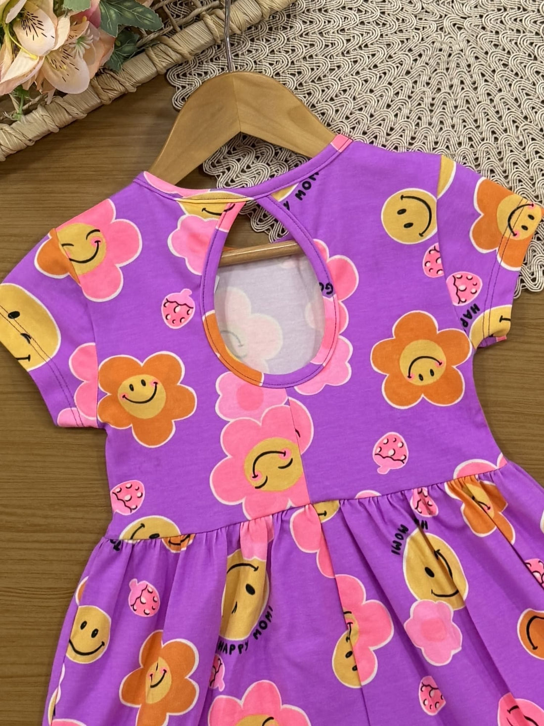 Vestido Infantil Momi Verão Roxo Floral Smile