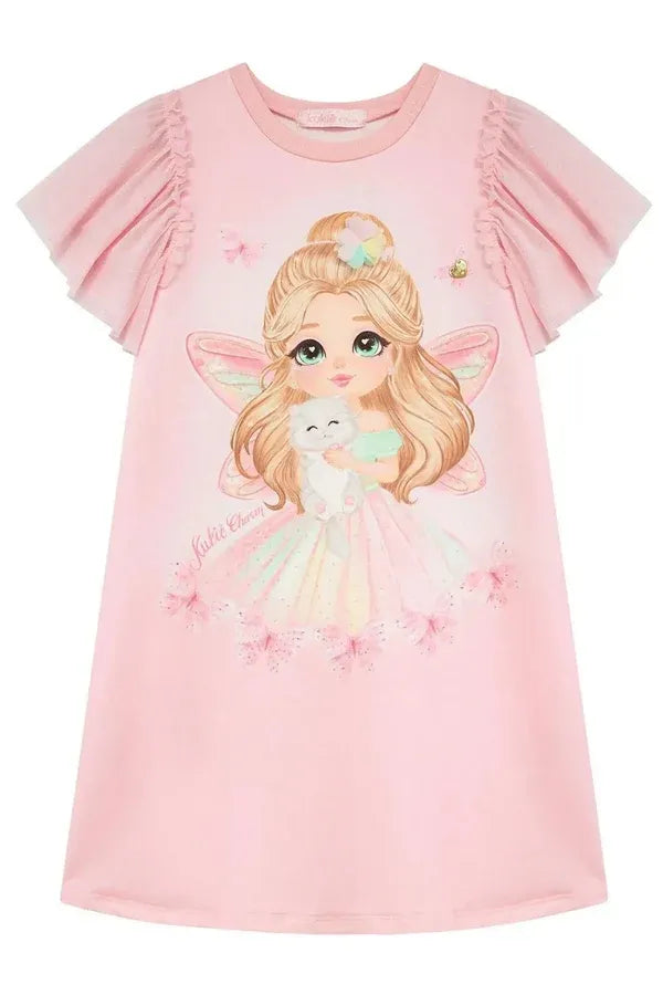 Vestido Infantil Kukiê Rosa Fadinha com Tule