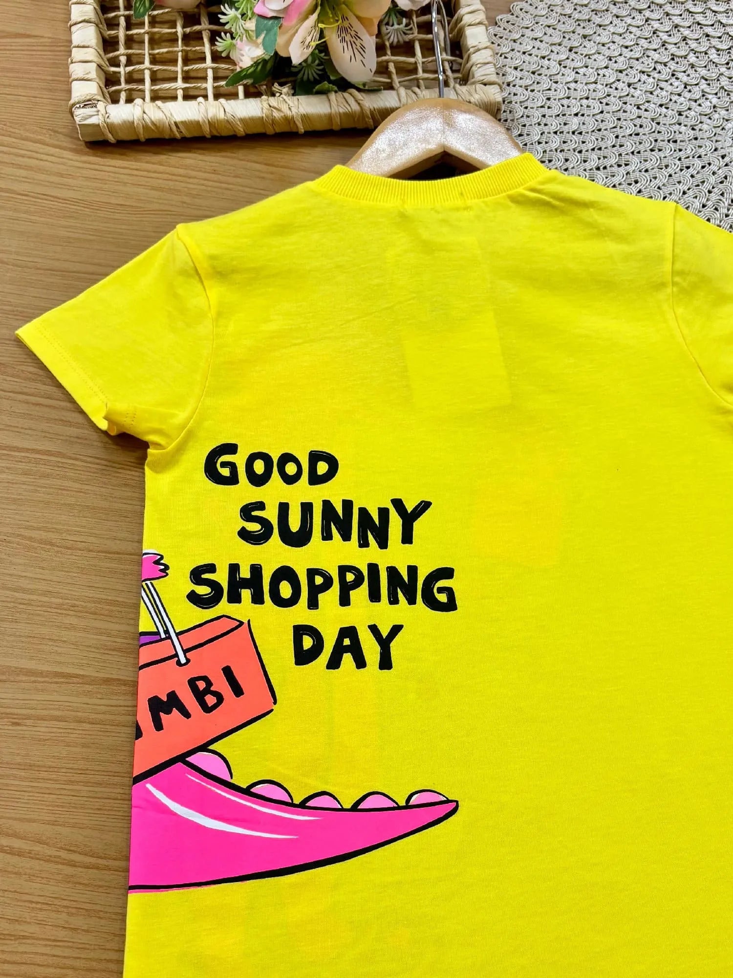 Vestido Infantil Bimbi Amarelo Dinossaurinha