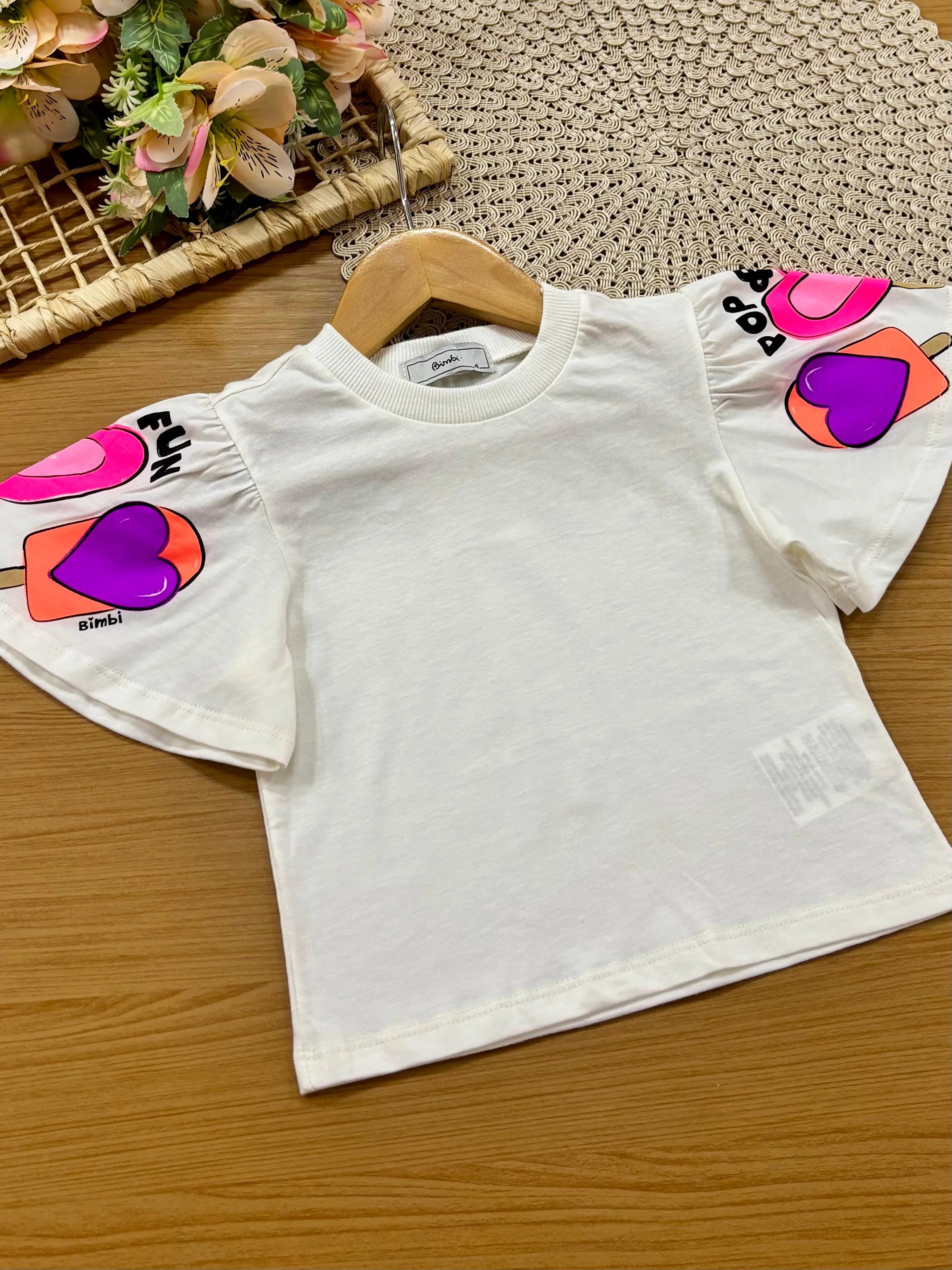 Blusa Infantil Menina Bimbi Branca Pop & Fun