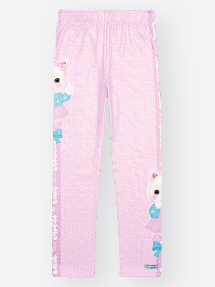 Calça Legging Infantil Térmica Cinti Inverno Rosa Gatinha