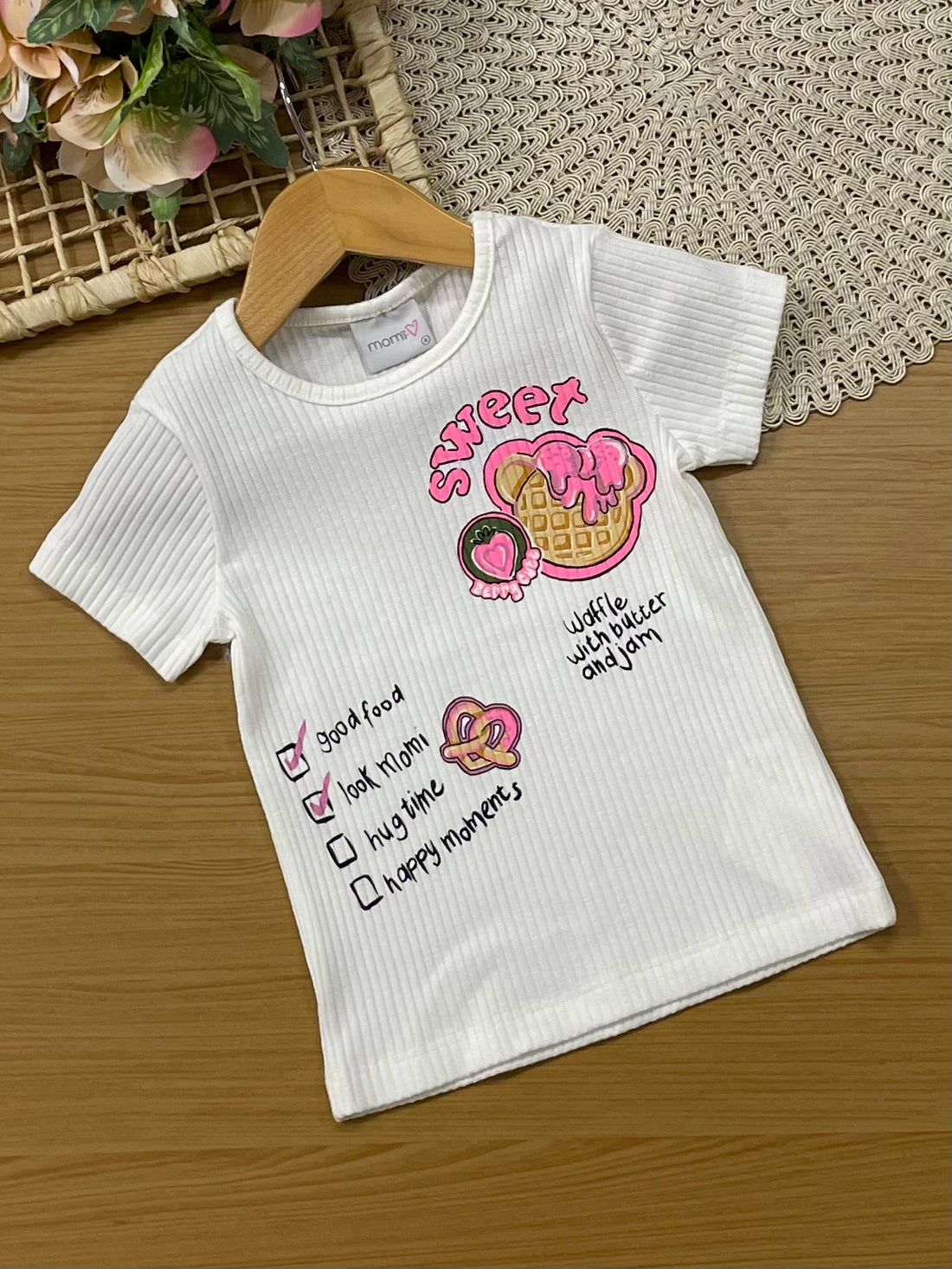 Conjunto Infantil Momi Inverno Shorts Rosa e Blusa Manga Curta Sweet