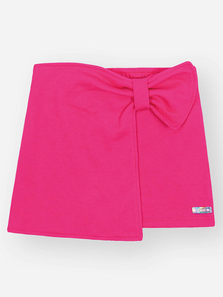 Conjunto Infantil Cinti Verão com Shorts Saia Rosa e Blusa Branca Corações