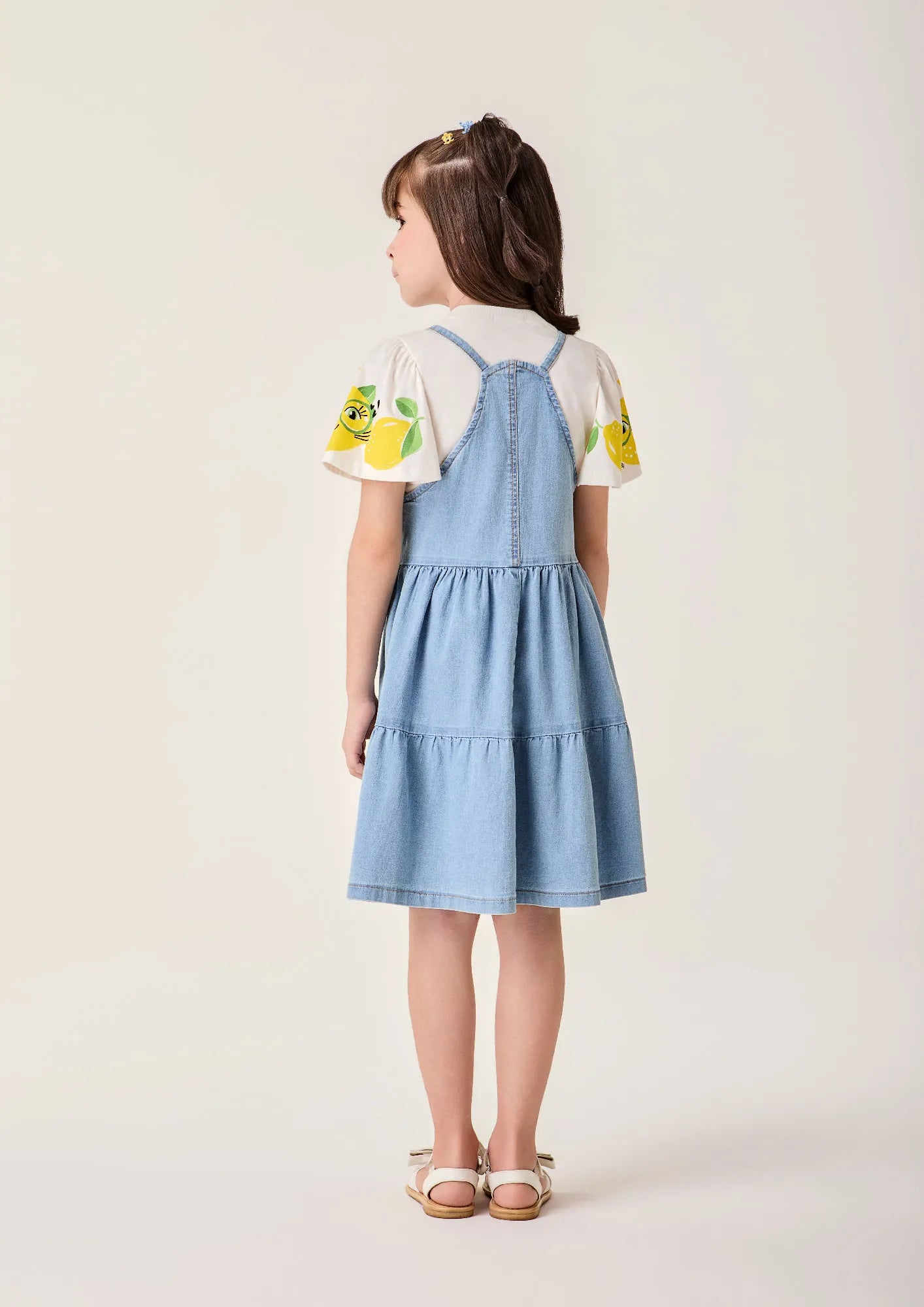 Blusa Infantil Menina Bimbi Branca Gatinho Limão