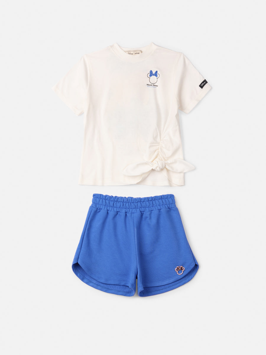 Conjunto Infantil Animê Verão Shorts Azul e Blusa Minnie Disney