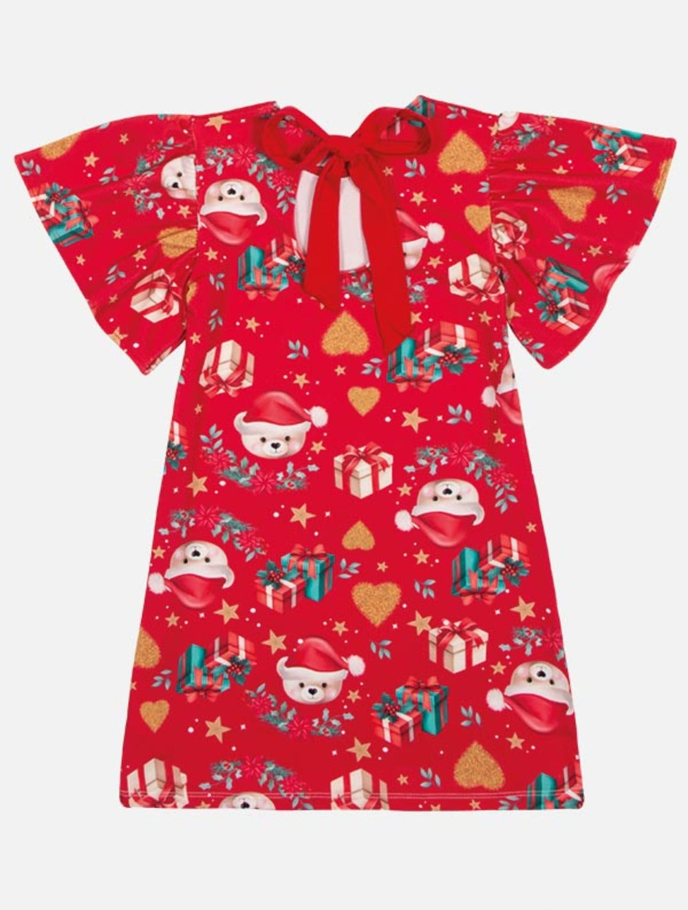Vestido Infantil Cinti Verão Ursinho Natal