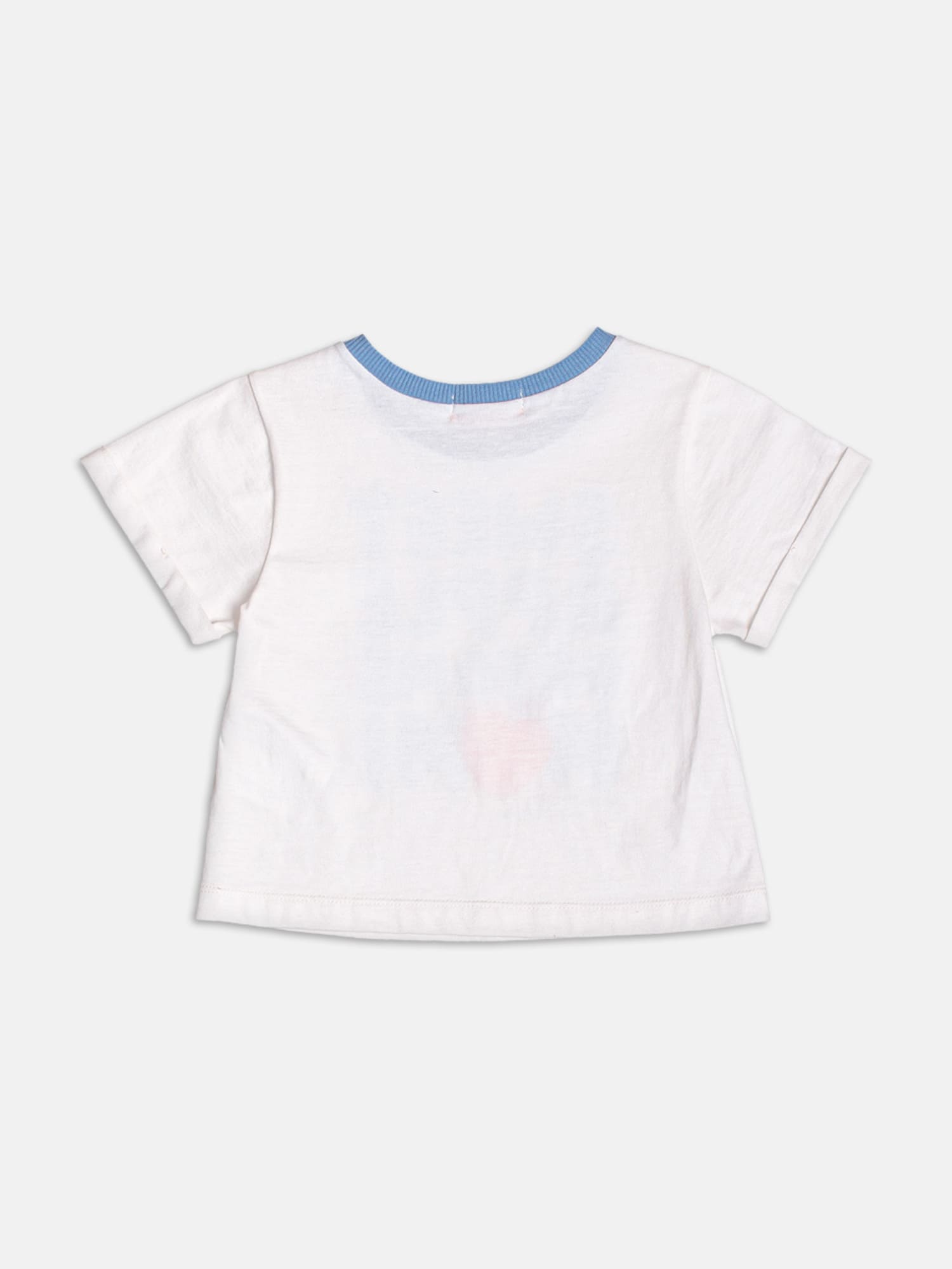 Conjunto Infantil Momi Verão com Shorts Azul e Blusa Branca Maçã do Amor