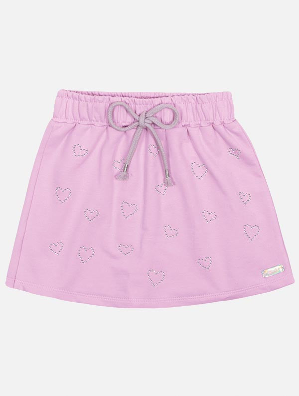 Shorts Saia Infantil Cinti Verão Lilás Corações