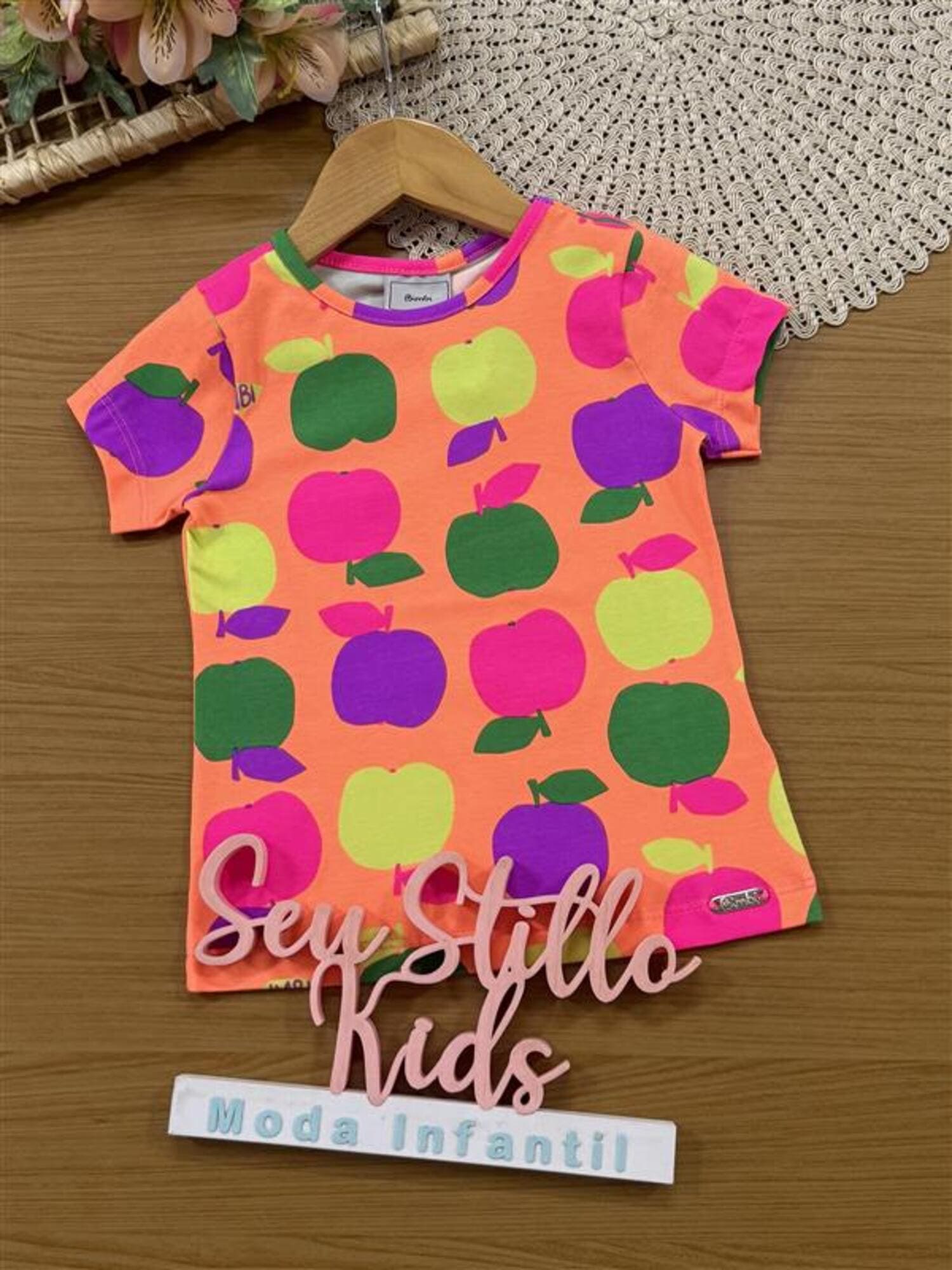 Blusa Infantil Bimbi Verão Laranja Frutinhas