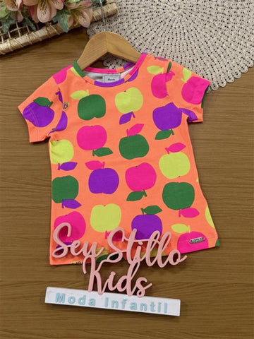 Blusa Infantil Bimbi Verão Laranja Frutinhas