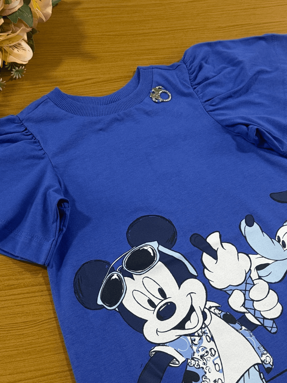 Vestido Infantil Animê Azul Verão Mickey e Amigos Disney