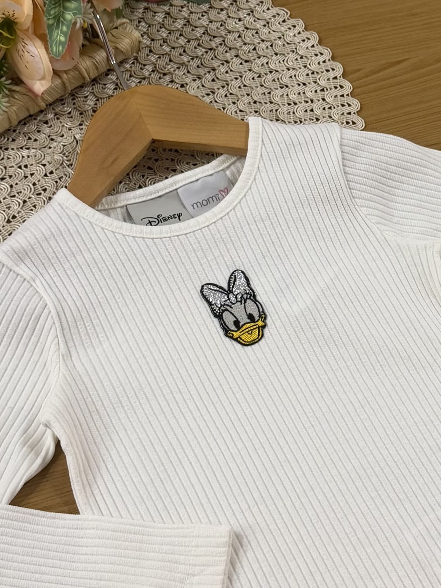 Blusa Infantil Momi Inverno Manga Longa Branca Daisy Disney