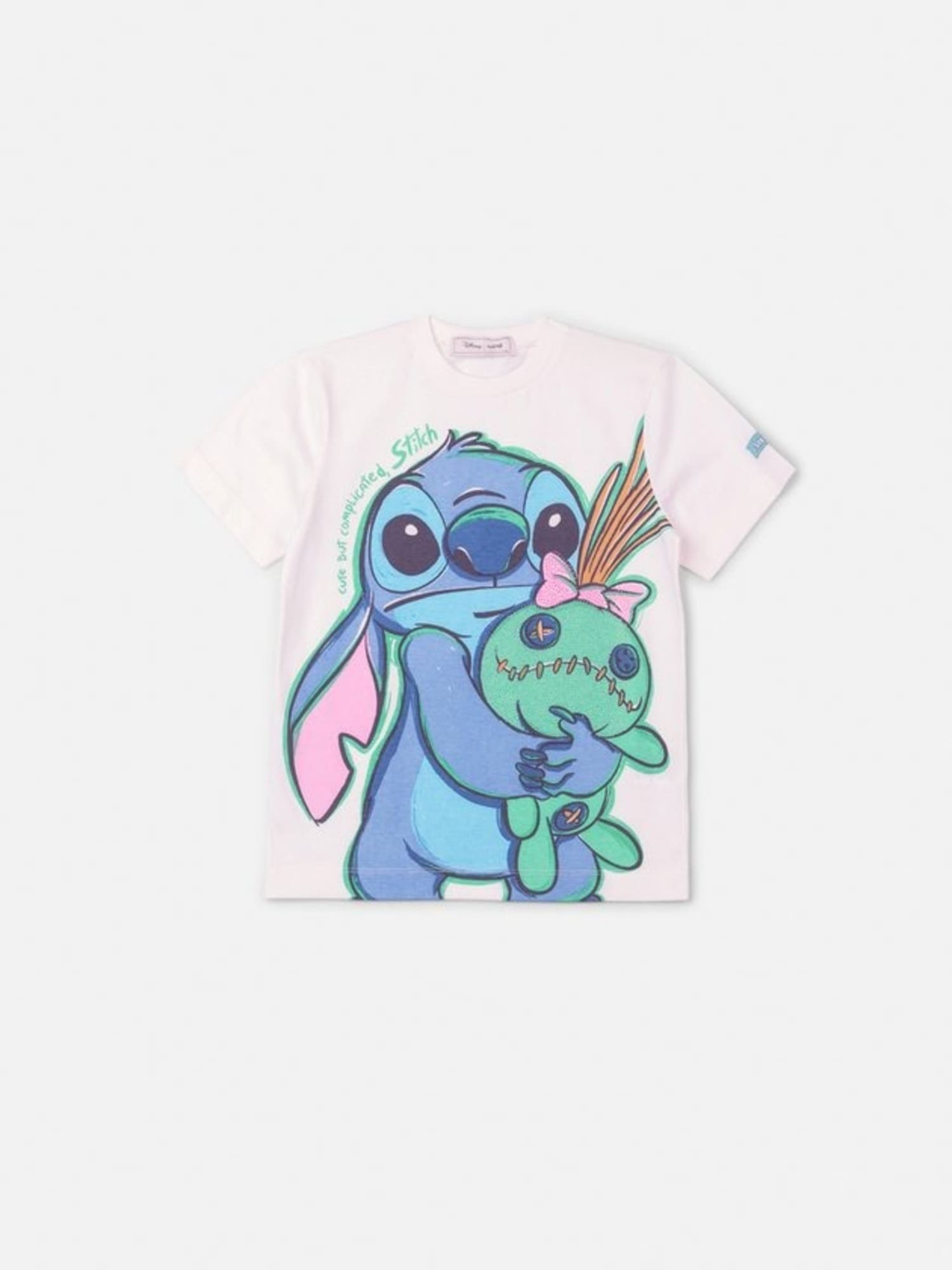 Blusa Infantil Animê Branca Stitch com Strass Disney