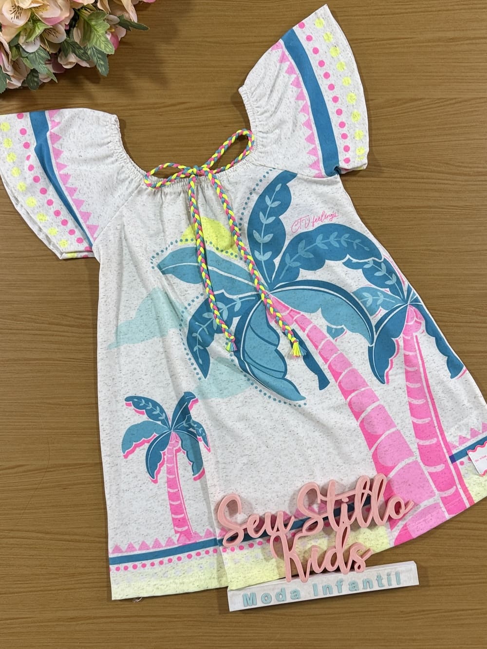 Vestido Infantil Catavento Verão Off White Coqueiros