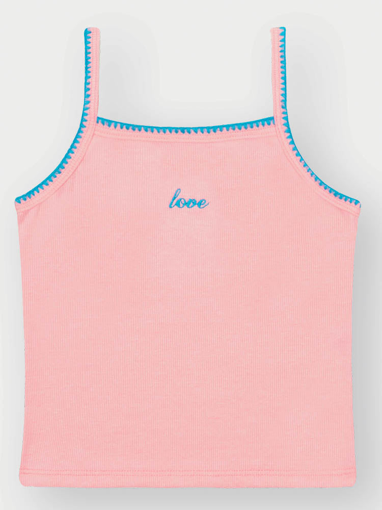 Conjunto Infantil Belime Verão com Shorts Azul e Regata Rosa Love
