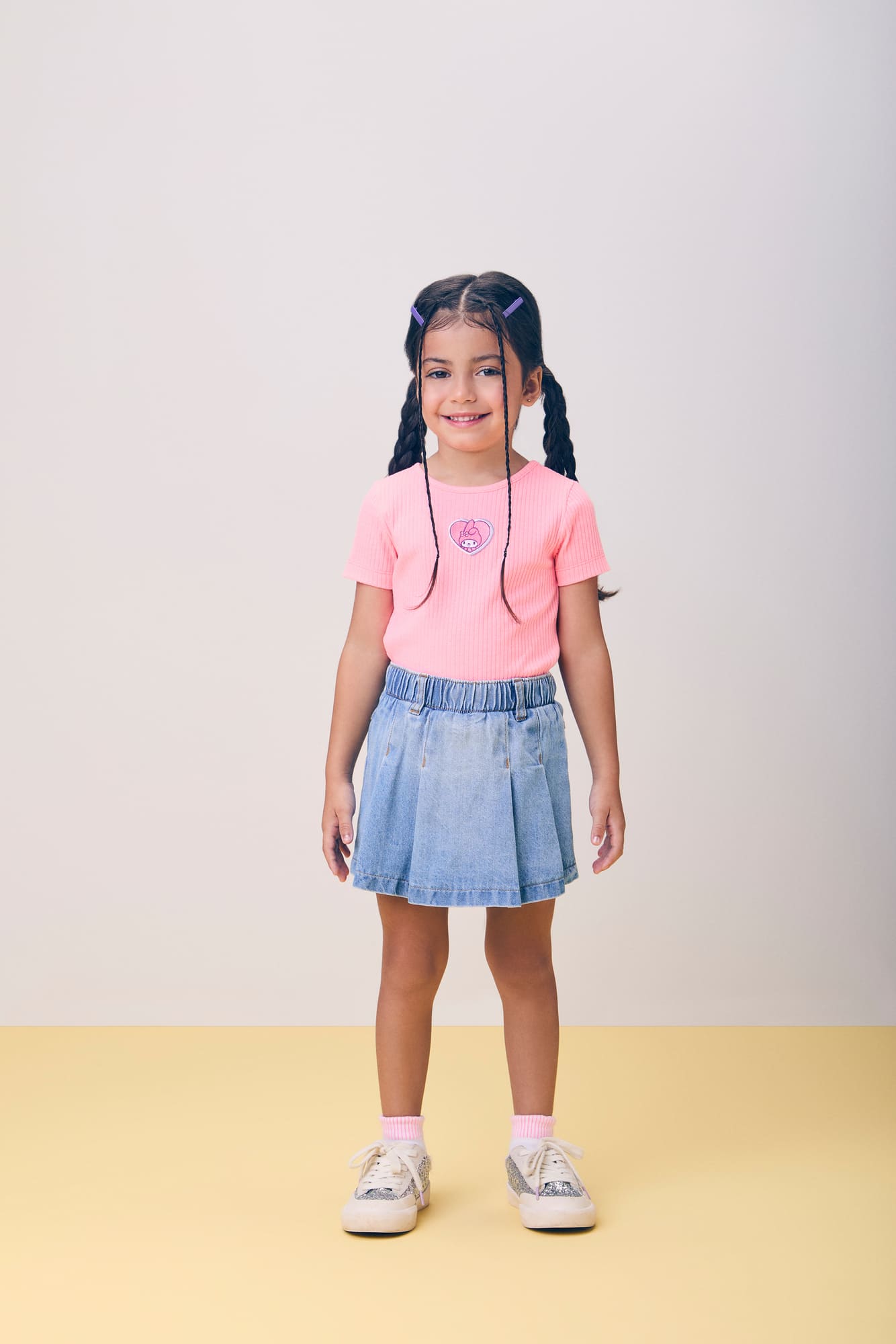 Blusa Infantil Momi Verão Rosa Neon My Melody