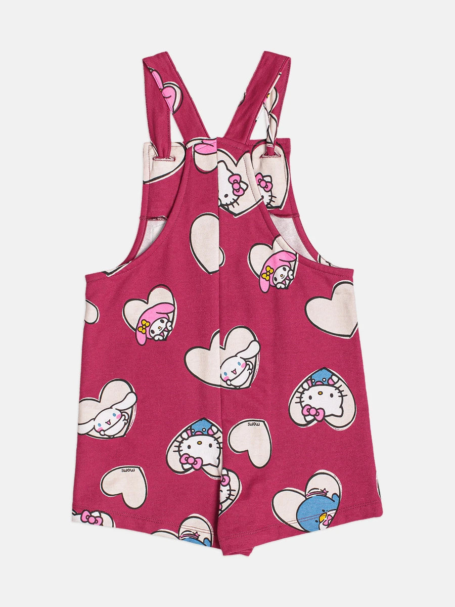 Jardineira Infantil Momi Inverno Vinho Hello Kitty Love