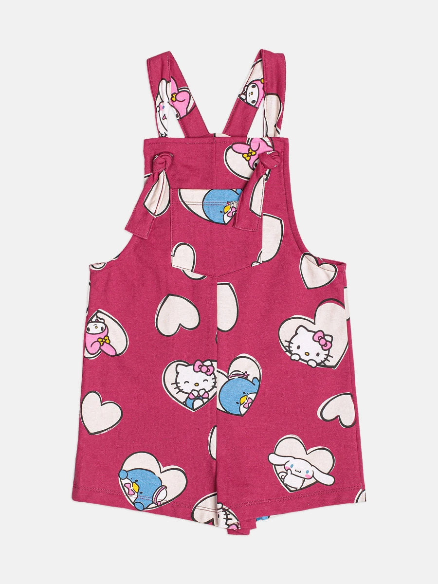Jardineira Infantil Momi Inverno Vinho Hello Kitty Love