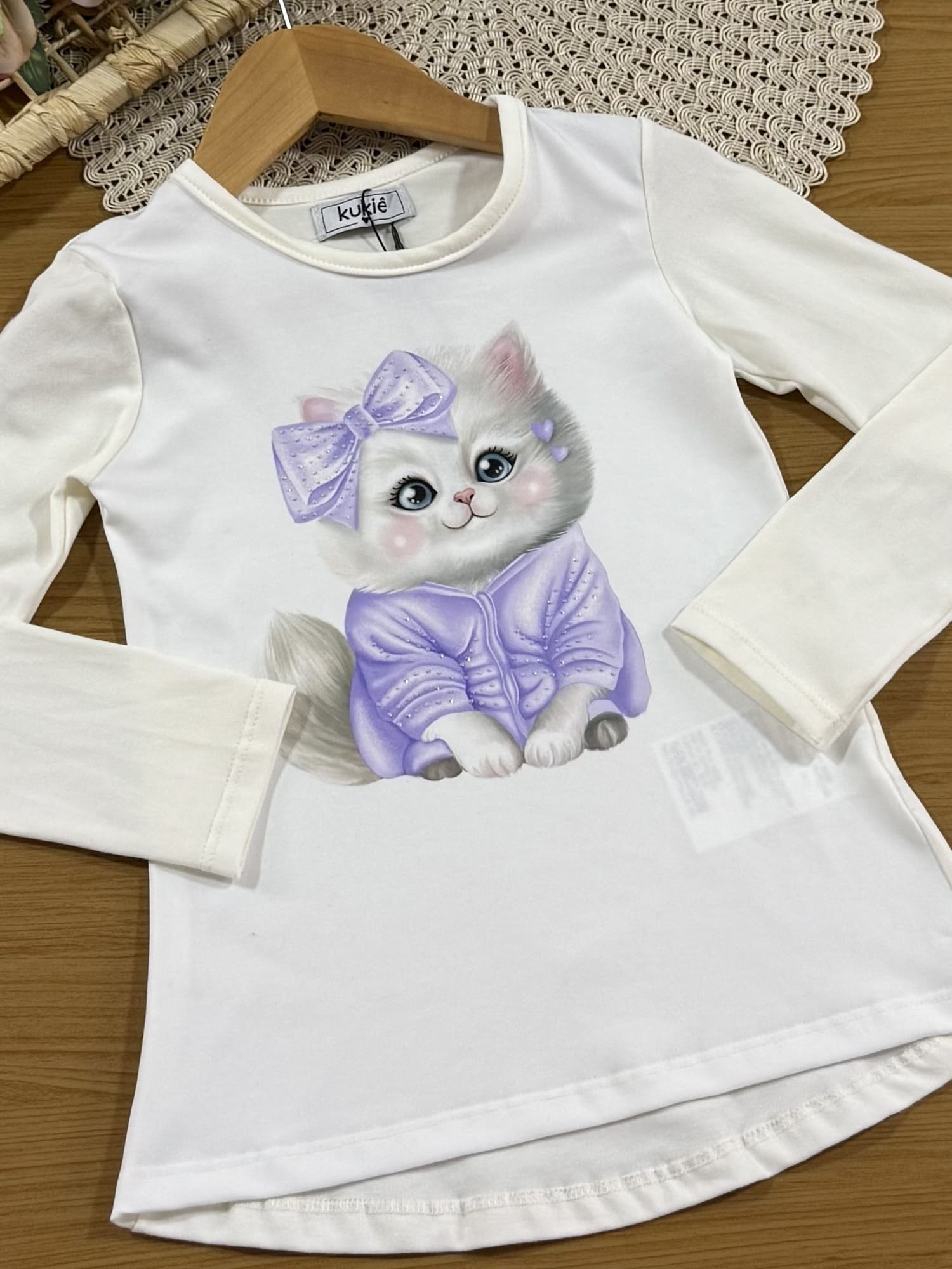 Conjunto Infantil Kukiê com Shorts Cinza e Blusa Manga Curta Gatinha
