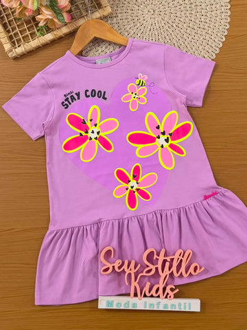 Vestido Infantil Bimbi Lilás Flores