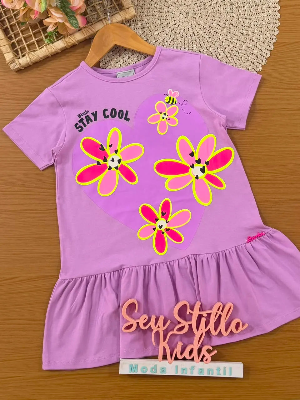 Vestido Infantil Bimbi Lilás Flores