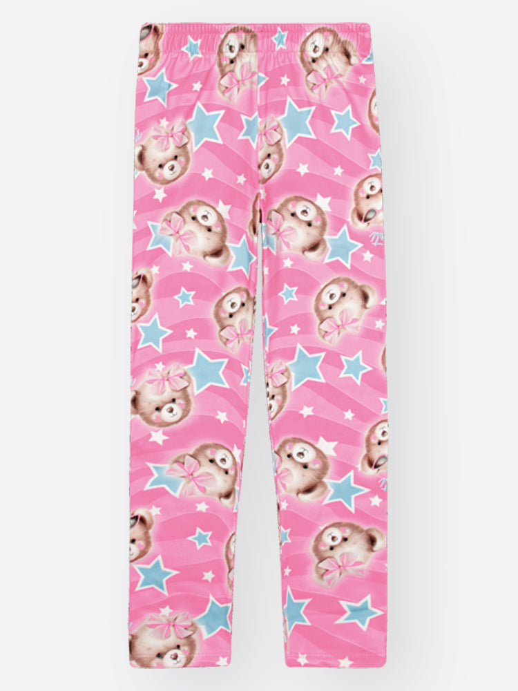 Calça Legging Infantil Térmica Cinti Inverno Rosa Ursinha Estrelinha