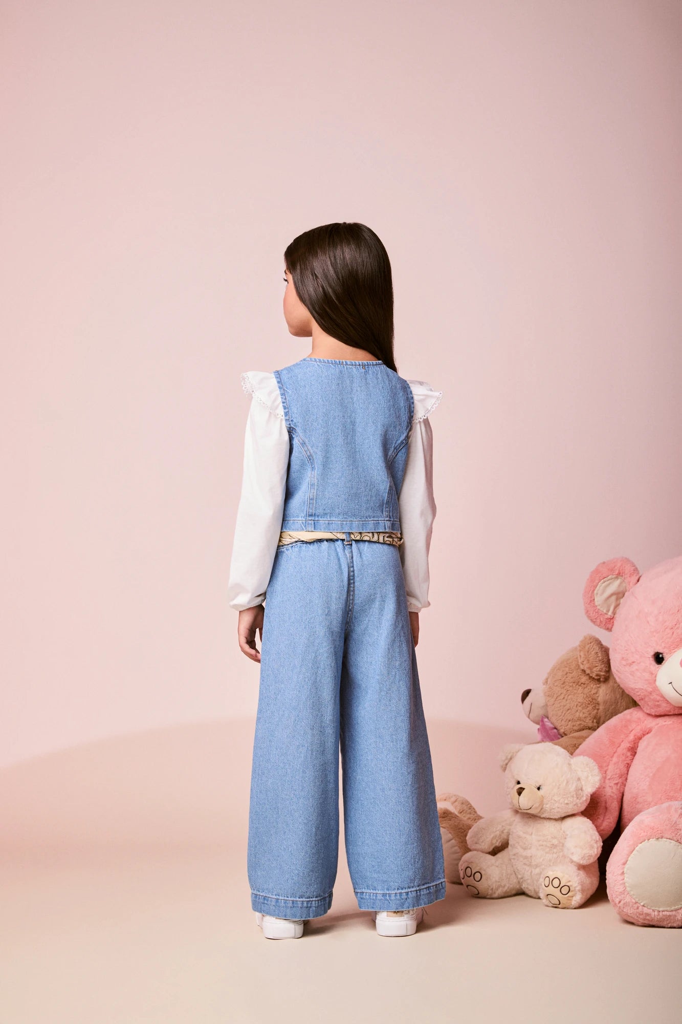 Colete Infantil Momi Inverno Jeans Florzinhas