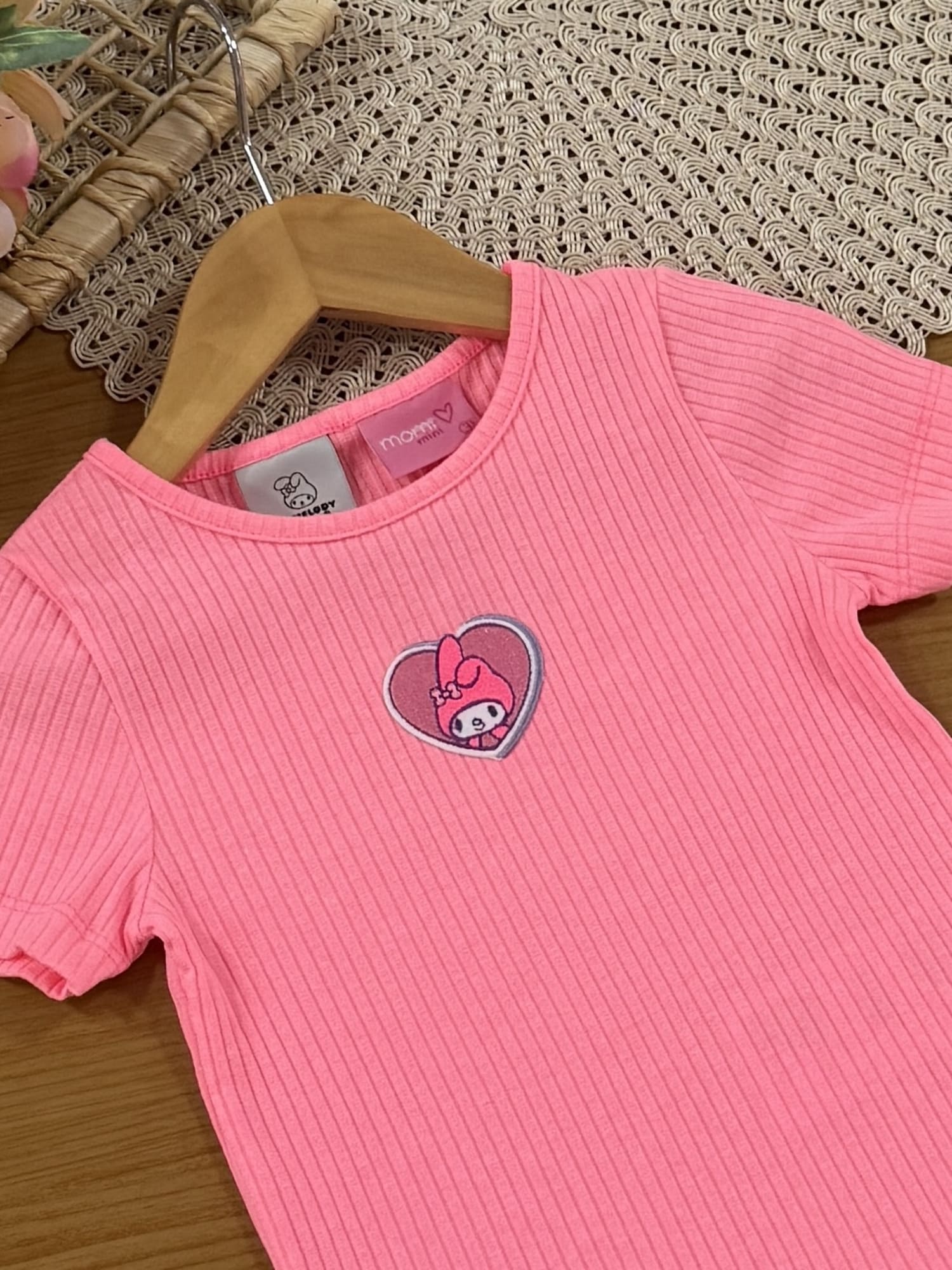 Blusa Infantil Momi Verão Rosa Neon My Melody