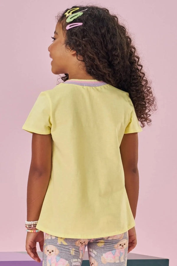 Blusa Infantil Kukiê Verão Amarela Cachorrinha