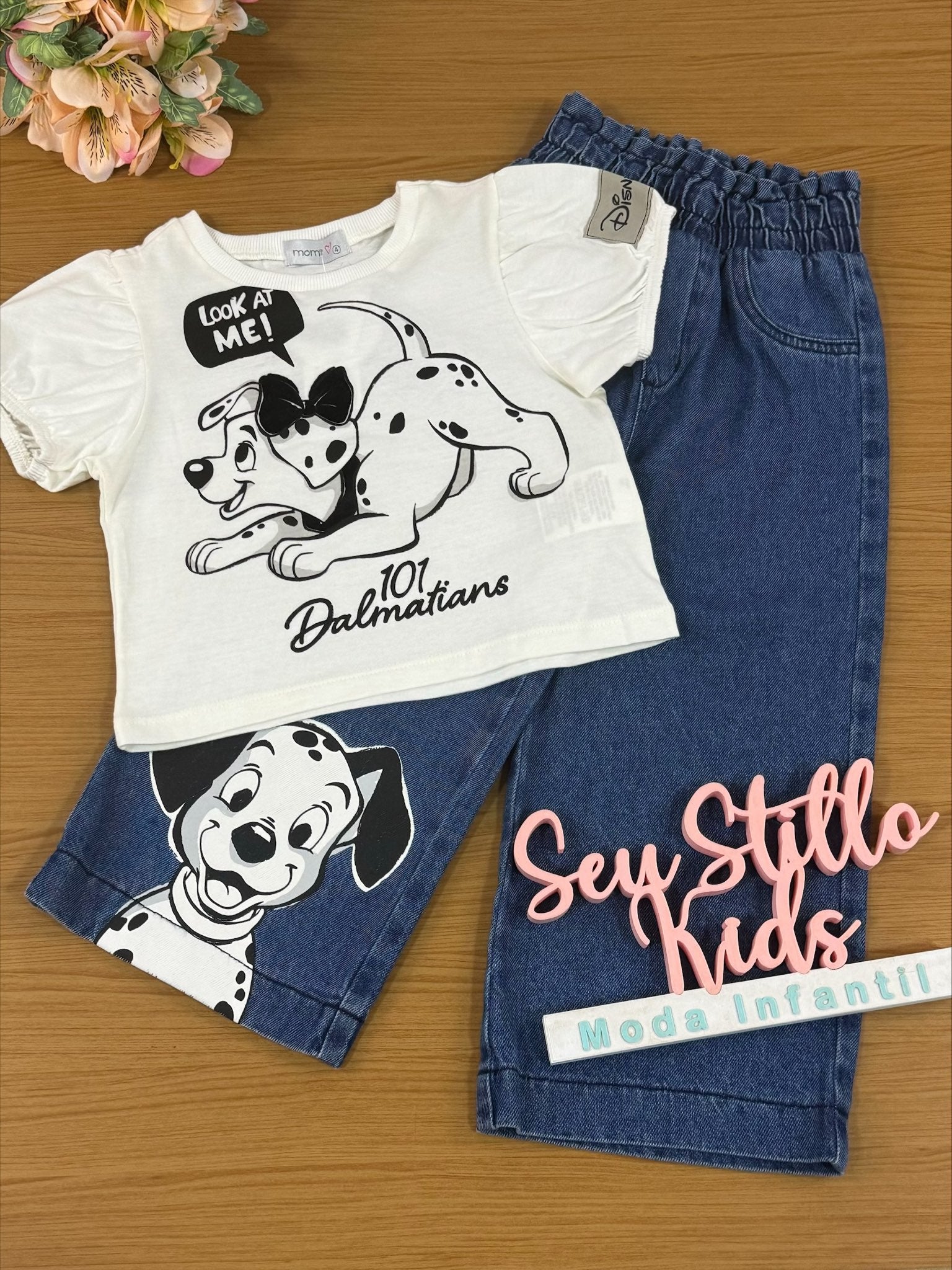 Conjunto Infantil Momi Inverno Calça Jeans e Blusa 101 Dálmatas