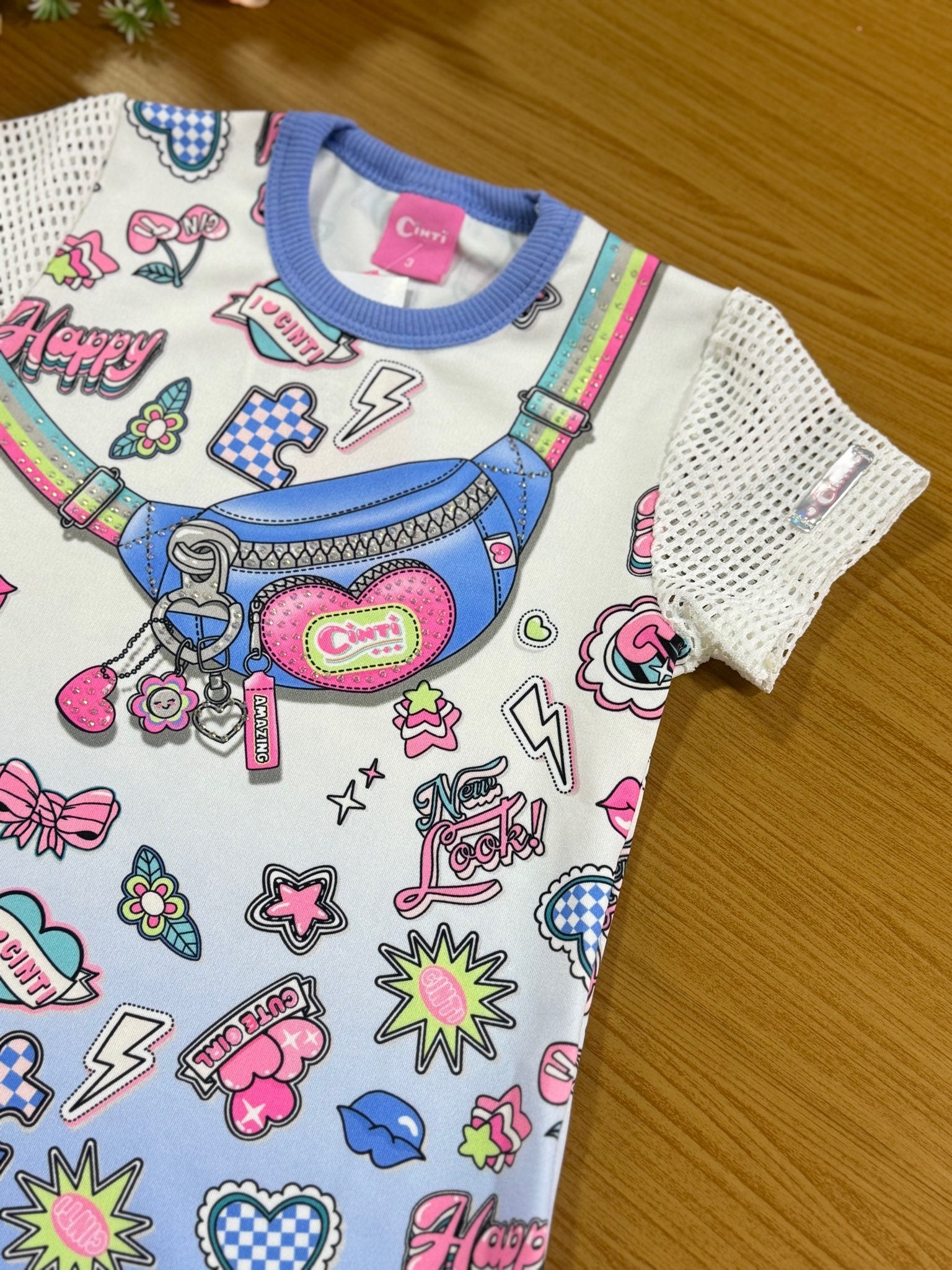 Vestido Infantil Cinti Verão Azul Pochete