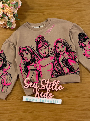 Moletom Infantil Animê Inverno Princesas Disney