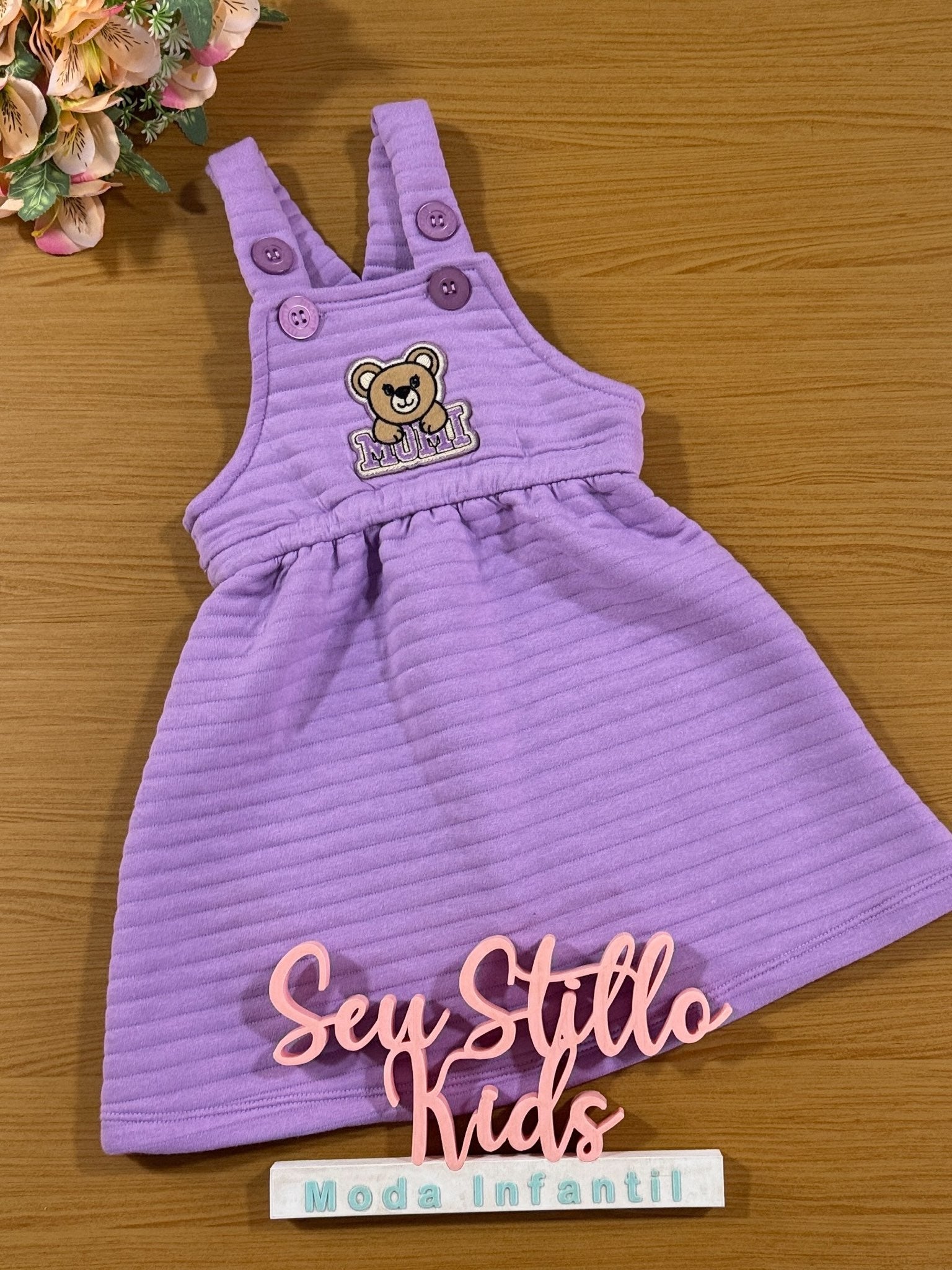 Salopete Infantil Momi Inverno Ursinho Lilás
