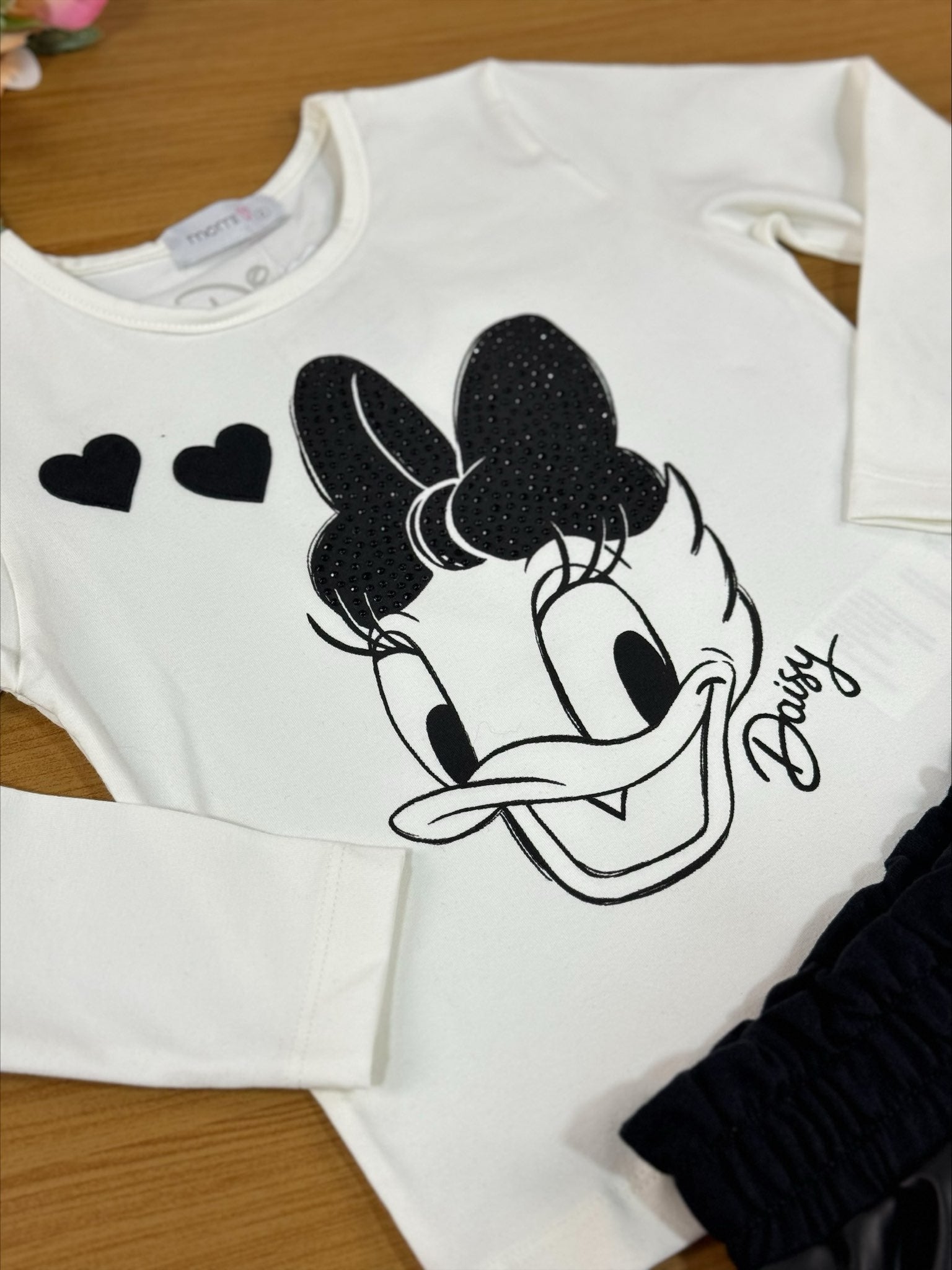 Conjunto Infantil Momi Inverno Shorts Preto e Blusa Margarida Disney